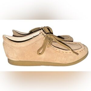 Kids Footmates Suede Moccasin Lace Shoes - Tan 2.5